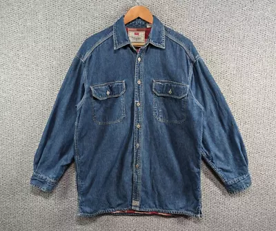 Buy LEVI'S Vintage [1996] Men's Check Flannel Lined Denim Work Button Shacket - M • 47.50£