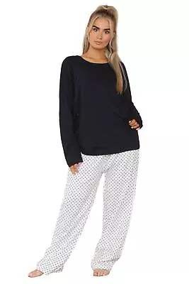 Buy Ladies Pyjama Set Flannel Cotton Star Long Sleeve Crew Neck Winter Loungewear • 10.99£