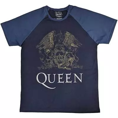 Buy Queen 'Crest' Blue Raglan T Shirt - NEW • 15.49£