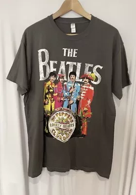 Buy Beatles Lonely Hearts Club Band Sgt Peppers Large Music Crew Grey T Shirt Tee • 19.99£
