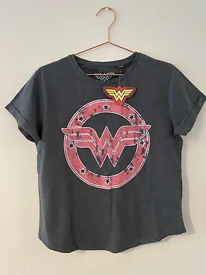 Buy DC Comics Wonder Woman T Shirt Womens Size 8 Size 12 Grey Pink Emblem • 6.49£