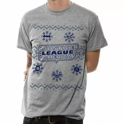 Buy Unisex T-shirt DC Originals Justice League America Christmas Grey • 15.99£