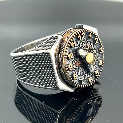 Buy 925k SterlinSilver Vintage Watch Ring , Silver Clock Ring , Animated Clock Ring • 76.14£