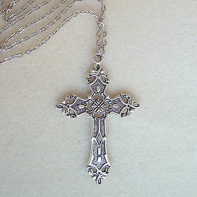 Buy Large Gothic Cross Long Chain Necklace Goth Accessories Grunge Pendant Jewelry • 3.79£