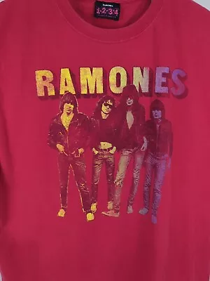 Buy Vintage Ramones 1234 Official T Shirt Red XL Rare Band Concert Group Photo • 56.69£