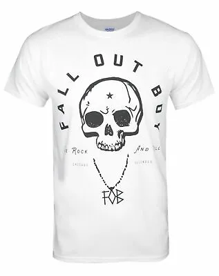 Buy Official Fall Out Boy Headdress Skull Mens White T Shirt Fall Out Boy Tee • 14.95£