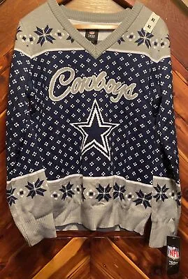 Buy Nwt Dallas Cowboys Ugly Christmas Sweater Gray Blue NFL Football Womens XL • 35.54£