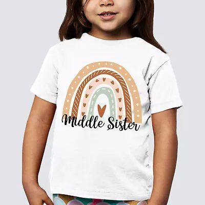Buy Big Middle Little Sisters Sibling Rainbow Baby Grow Matching Kids T-Shirts #UJG • 6.99£