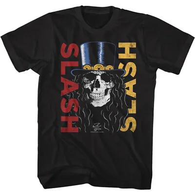 Buy Slash Long Hair Skull With Top Hat Men's T Shirt Heavy Metal Music Merch • 39.89£