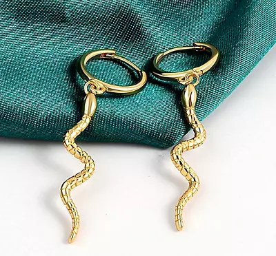 Buy Gold Snake Earrings Serpent Dangle Slytherin Y2K Gothic Witch Jewellery New UK • 5£