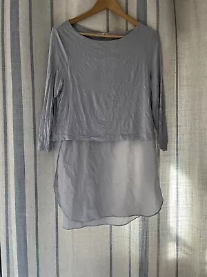 Buy Women’s Phase Eight Size 12 Long Sleeved Round Neck Tunic Top Grey Double Layer • 5.50£
