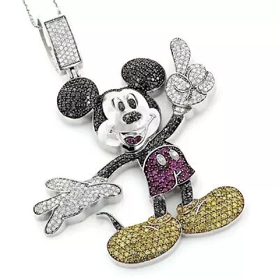 Buy 3.5Ct Round Simulated Diamond Mickey Mouse Cartoon Pendant 14k White Gold Plated • 159.92£