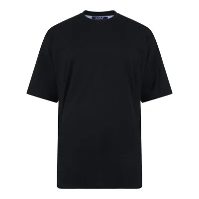 Buy Kam Plain T Shirts, 100% Cotton, Black/Navy, Great Length, Sizes 9XL - 14XL • 17.99£