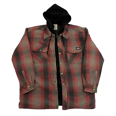 Buy Dickies Shirt Jacket Quilt Lined Plaid Red Mens L Cotton Hooded Full Zip • 39.99£