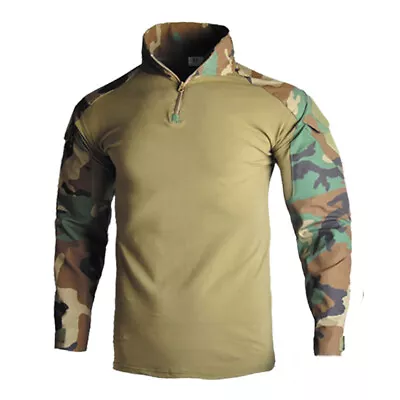 Buy Mens Army-Tactical Military Uniform Airsoft Camo Combat Long Sleeve T-Shirt-Tops • 23.58£