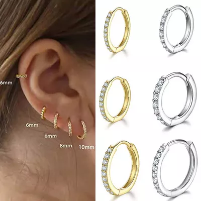 Buy Surgical Steel Huggie Hoop Stud Earrings Double Side CZ Crystal Girls Jewellery • 3.99£
