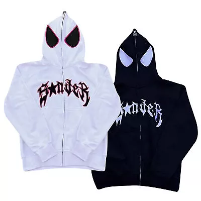 Buy Spider Zip Hoodie Face Mask Kids Adults Costume Jumper Sweatshirts Zipper Jacket • 23.79£