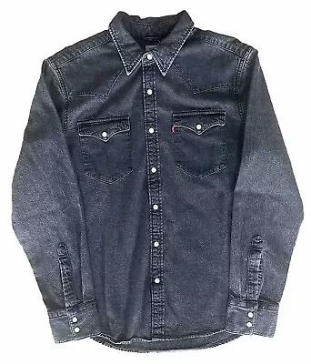 Buy Levi’s® Barstow Western Denim Shirt Medium Grey Pearl Snap BNWT Jacket Overshirt • 39.99£