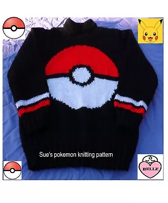 Buy Child's Sweater Knitting Pattern DK Children's Pokemon Jumper, Poke Ball.  • 3.99£