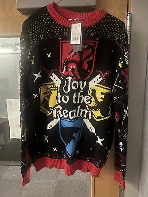 Buy New-with-tags “game Of Thrones” “joy To The Realm” Holiday Sweater - Adult Large • 28.41£