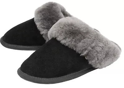 Buy Dunlop Ladies Luxury Slippers Genuine Leather Suede Cosy Mules Soft Warm Lining  • 29.99£
