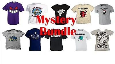 Buy 5 Mystery Pack Printed Unisex T-Shirt *Clearance* WholeSale Popular Designs • 14.99£