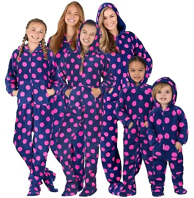 Buy Family Matching Navy Pink Polka Hoodie Chenille One Piece • 18.12£