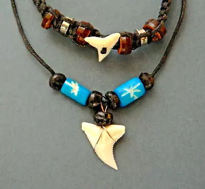 Buy Shark Tooth Necklace Bracelet Gift Set Boys Mens Jewellery Real 1cm Sharks Teeth • 9.99£