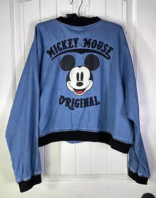 Buy Torrid Disney Mickey Mouse Chambray Bomber Jacket Cropped Plus Size 5 5X 28 NWT • 36.47£