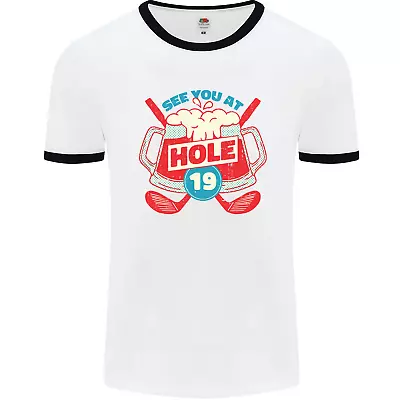 Buy Golf See You At Hole Funny 19th Hole Beer Mens Ringer T-Shirt • 8.99£