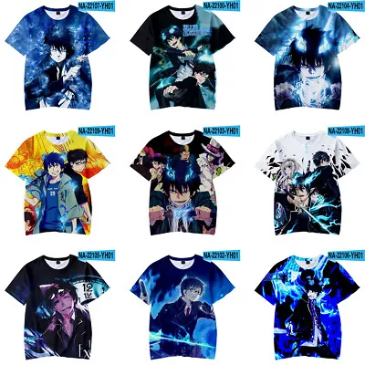 Buy Cosplay Blue Exorcist Okumura Rin 3D T-Shirts Adult Short Sleeves Sports Top Tee • 10.80£