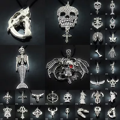 Buy Skull Skeleton Silver Tone Pendant Necklace Mens Womens Boys Girls Jewellery UK • 4.29£