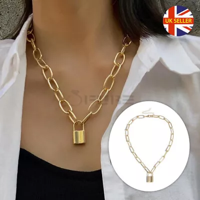 Buy Hypoallergenic Gold Padlock Charm Pendant Chain Necklace Women's Jewellery New • 3.99£
