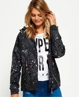 Buy Superdry Mini Star Constellation Print Windbreaker Jacket Full Zip Hood Small • 68.94£