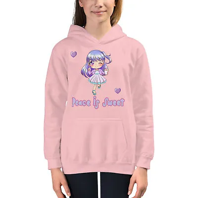 Buy “Peace Is Sweet” Affirmation Anime Kawaii Sweatshirt Kids Hoodie XS-XL • 32.98£