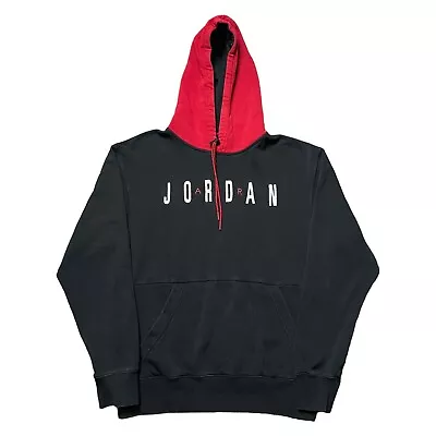 Buy Air Jordan Hoodie Jumpman Spellout Logo Pullover Sweatshirt Black Red Mens Small • 23.99£