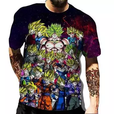 Buy Mens Anime Dragon Ball Z 3D Super Saiyan Goku Vegeta DBZ Short Sleeve T-shirt • 9.99£