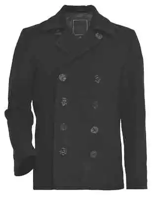 Buy Men's Modern Fit Black Double Breasted Peacoat - Winter Coat • 99.99£