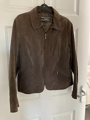 Buy Brown Suede Leather Jacket In Vgc Size 14 • 18£