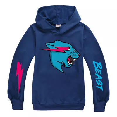 Buy Mr Beast Lightnings Cat Hoodie Boys Girls Long Sleeve Hooded Jumper Sweatshirt • 12.18£