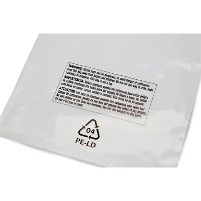 Buy 100 Self Seal 12 X 18 Clear Poly Plastic Bags Suffocation Warning Shirt Apparel • 17.98£