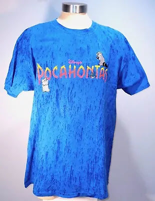 Buy Vintage Disney Store Pocahontas Embroidered Tee Shirt Percy Pug Medium Blue Rain • 18.94£
