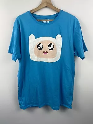 Buy Adventure Time Finn The Human T-Shirt Size XL Top Blue Big Face Cartoon Network • 18.73£