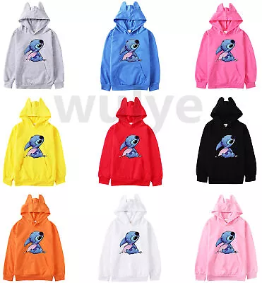 Buy Kids Boy Girls Cartoon Stitch Hoodie Cosplay Hooded Sweatshirt Pullover Top Gift • 10.99£
