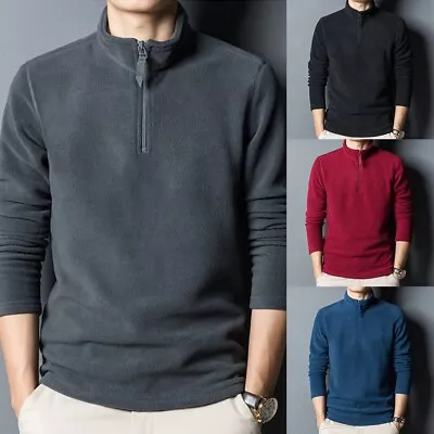 Buy Mens Sweatshirt Hoodie Half Turtleneck Polar Fleece Solid Color Stand Collar • 24.82£