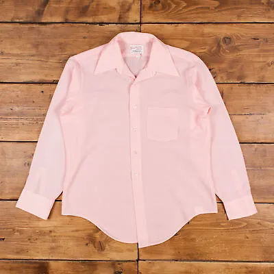 Buy Vintage Arrow Button Up Shirt Jacket L 70s Disco Lapel Textured Overshirt Pink • 23.32£