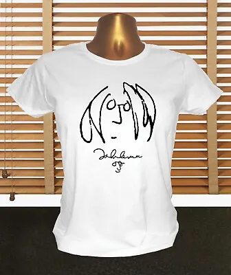 Buy John Lennon Self Portrait With Signature - Women's John Lennon T Shirt • 14.99£