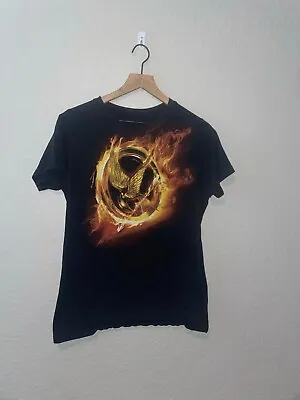 Buy 2012 Women's The Hunger Games Catching Fire Movie Promo Black Fire Shirt Women M • 48.19£