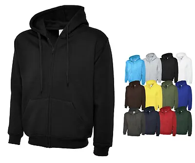 Buy Mens Full Zip Up Hoodie Hooded Sweatshirt - PLAIN CASUAL WORK HOOD FLEECE JACKET • 18.99£
