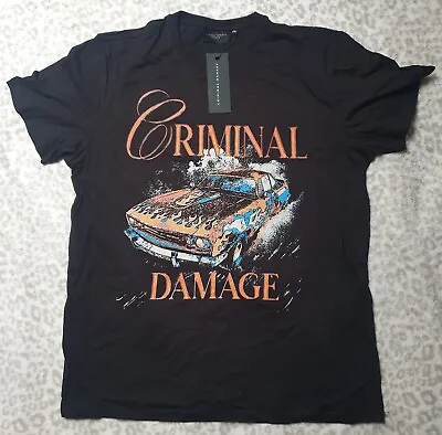 Buy Criminal Damage Black Flame Car Tee T Shirt Size UK XXL • 24.99£